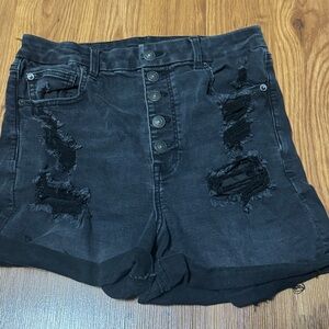American Eagle Outfitters Black Distressed Jean Shorts